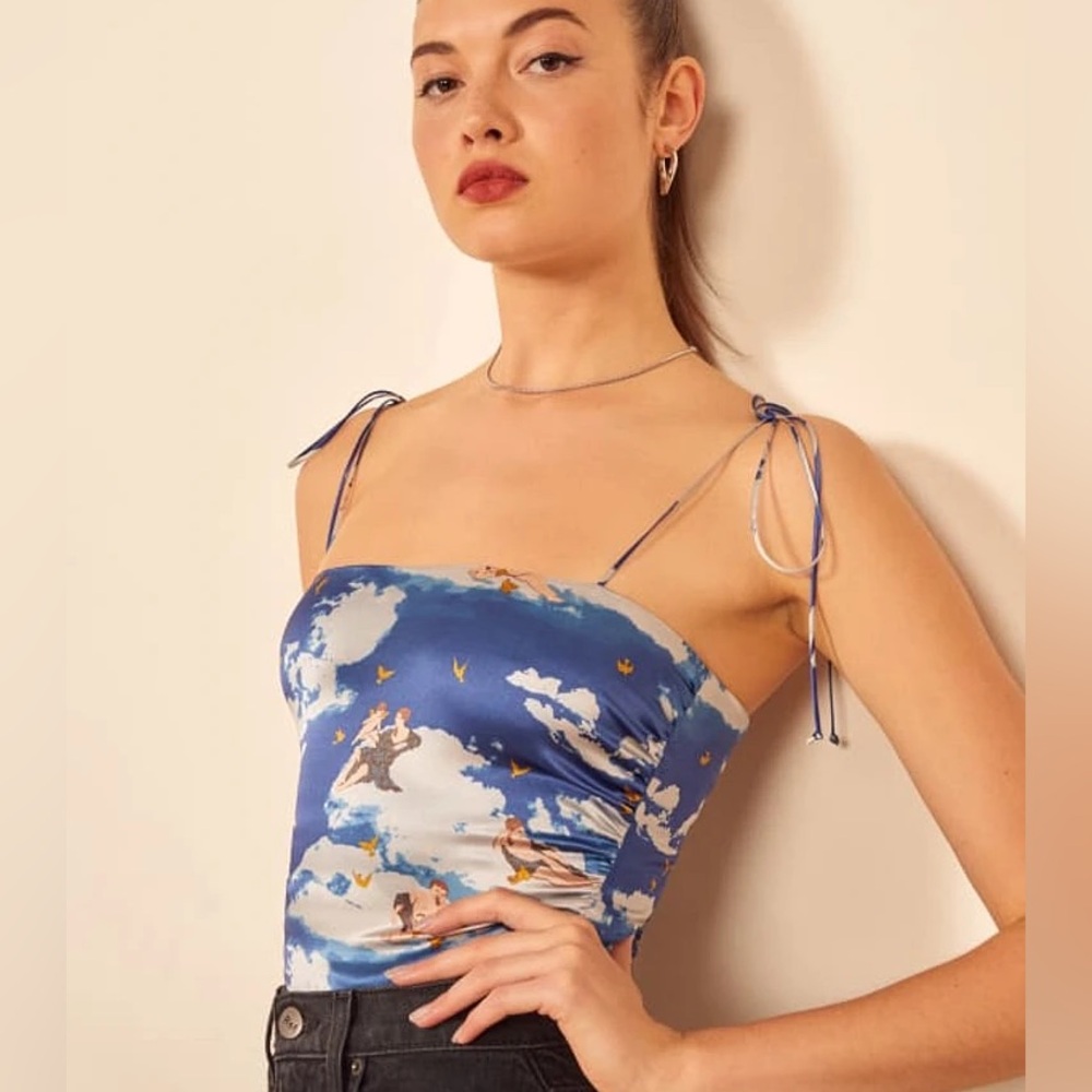 NWT- Reformation Rare Lucrezia Silk Top in Heaven - Picture 3 of 9